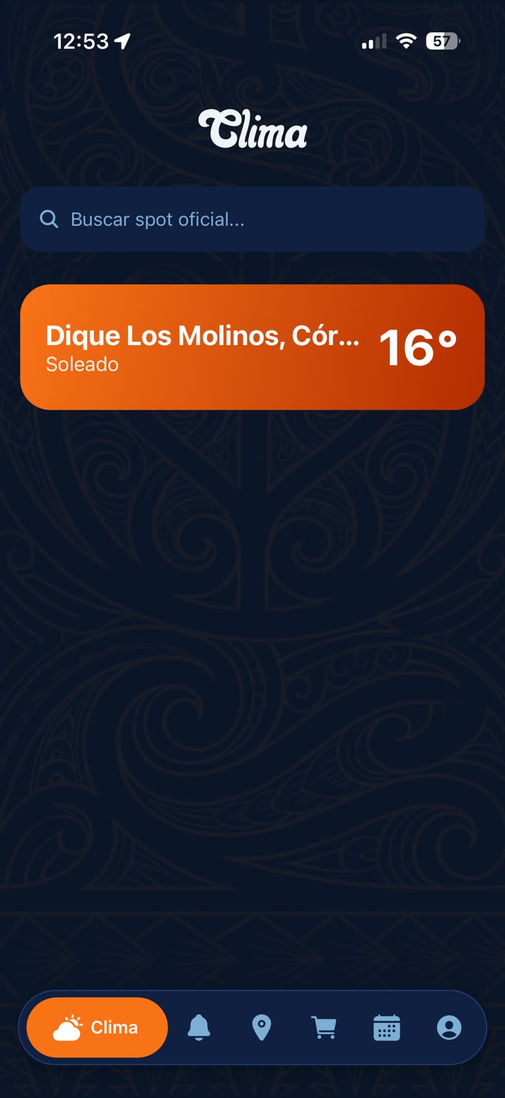 Pantalla de Clima